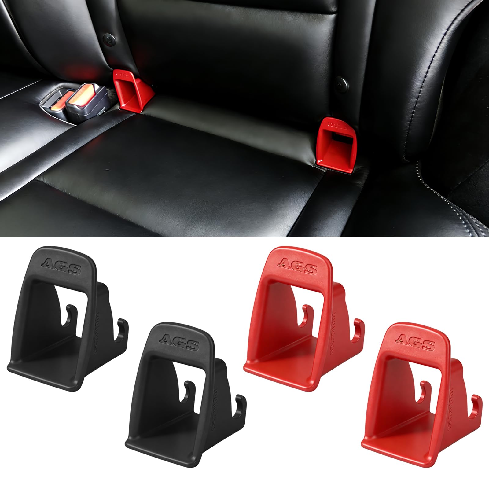 4PCS Isofix Adapter,Car Child Seat ISOFIX Locater Guide,Non-Slip Child Car Seat Mounting Bracket,Isofix Insertion Aid,Car Seat Isofix Guide Groove Universal Fit Most Child Safety Seat (BlackRed)