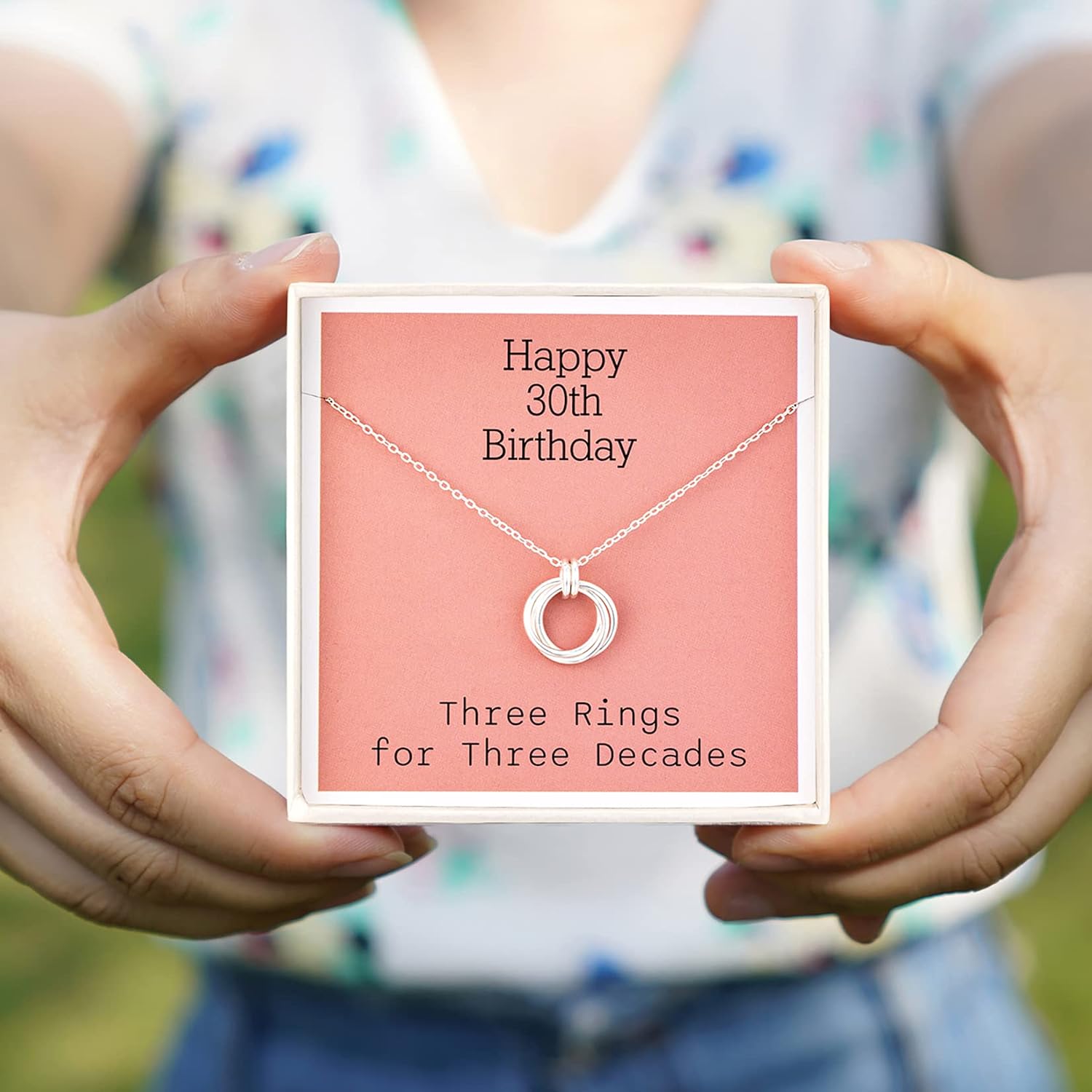 RareLove 30th Birthday Gifts for Women,Best Friend 30 Birthday Gifts 925 Sterling Silver Three Rings Necklace Birthday Jewellery Gifts for Her,30th Birthday Presents for Daughter - Image 3