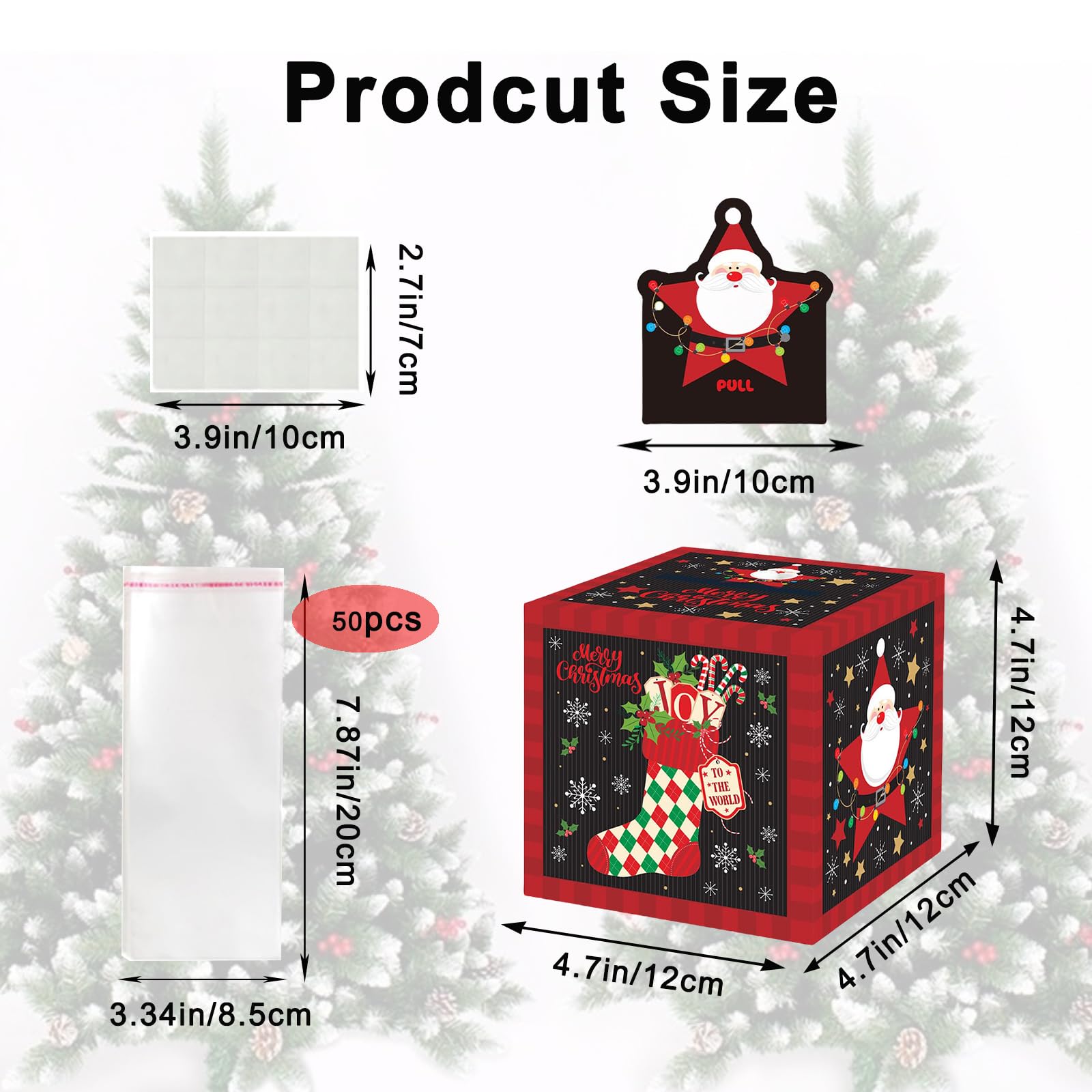 Christmas Money Box for Cash Gift,Christmas Pull Surprise Money Gift Box for Kid/Adult Presents,Money Cake Pull out Cash with Xmas Card and 50P Bags,Money Reveal Boxes Xmas Party Money Boxes for Cash - Image 2