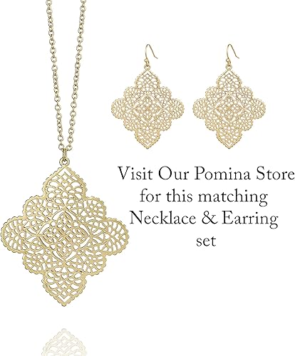 Vista 7 de POMINA Aretes colgantes de filigrana celta floral dorada, bohemios, modernos, geométricos, para mujer