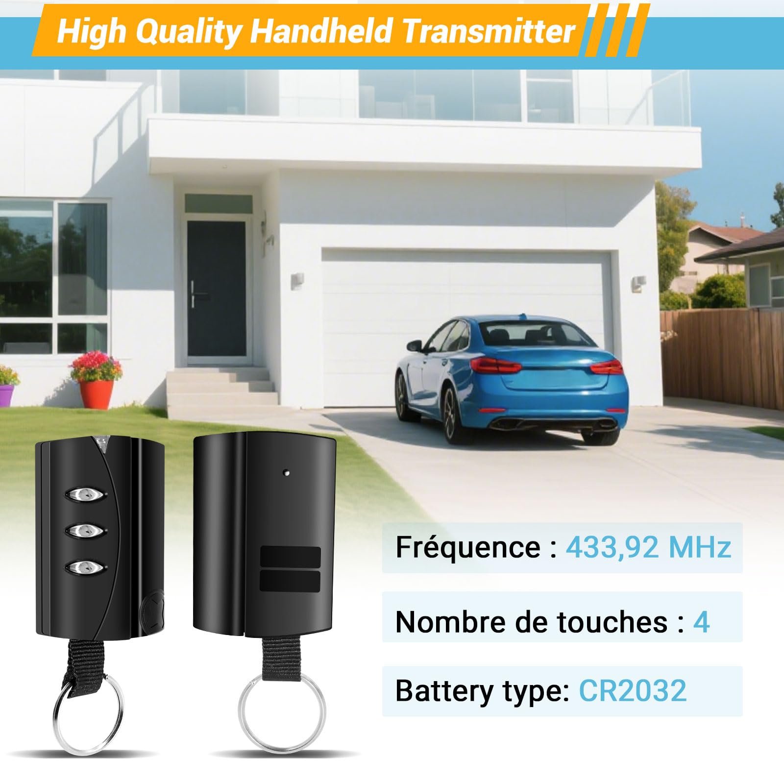 3PCS Mando Puerta Garaje 433.92 MHz, Mandos Puertas Automáticas Clonador Compatible con PUJOL Vario Black, Mars y Ocean, Mando Garaje Universal 3 Canales Fácil de Programar