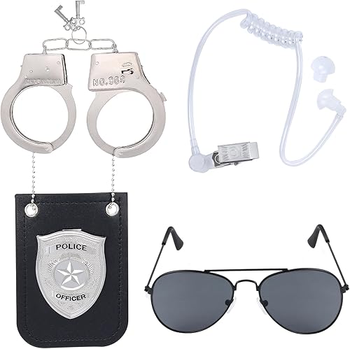 Juego de juguetes de policía, esposas, insignia de policía, disfraz de oficial de policía para Swat Detective FBI Halloween