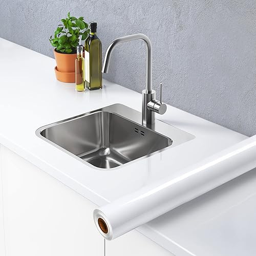 Miniatura 1 de Wudnaye Papel adhesivo blanco para despegar y pegar, papel de contacto blanco brillante para gabinete, 11.8 x 78.7 pulgadas, autoadhesivo para