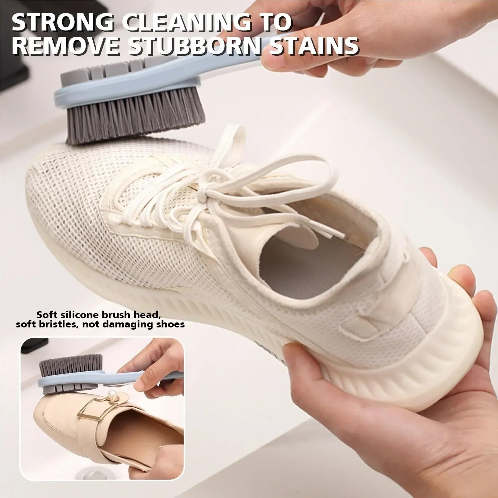 Doppelseitige Schuhbürste mit Silikon Für Schuhe | Multi-Oberflächenreiniger for Schuhe/Kleidung, zu Hause und auf Reisen(Color4)