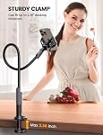 Phone Holder Bed Gooseneck Mount - Lamicall Cell Phone Stand Clamp Clip for Desk, Flexible Lazy Long Arm Headboard Bedside for iPhone 13 14 15 16 17 Pro Max Mini Plus, S24 S25 Ultra, 4-7" Smartphones