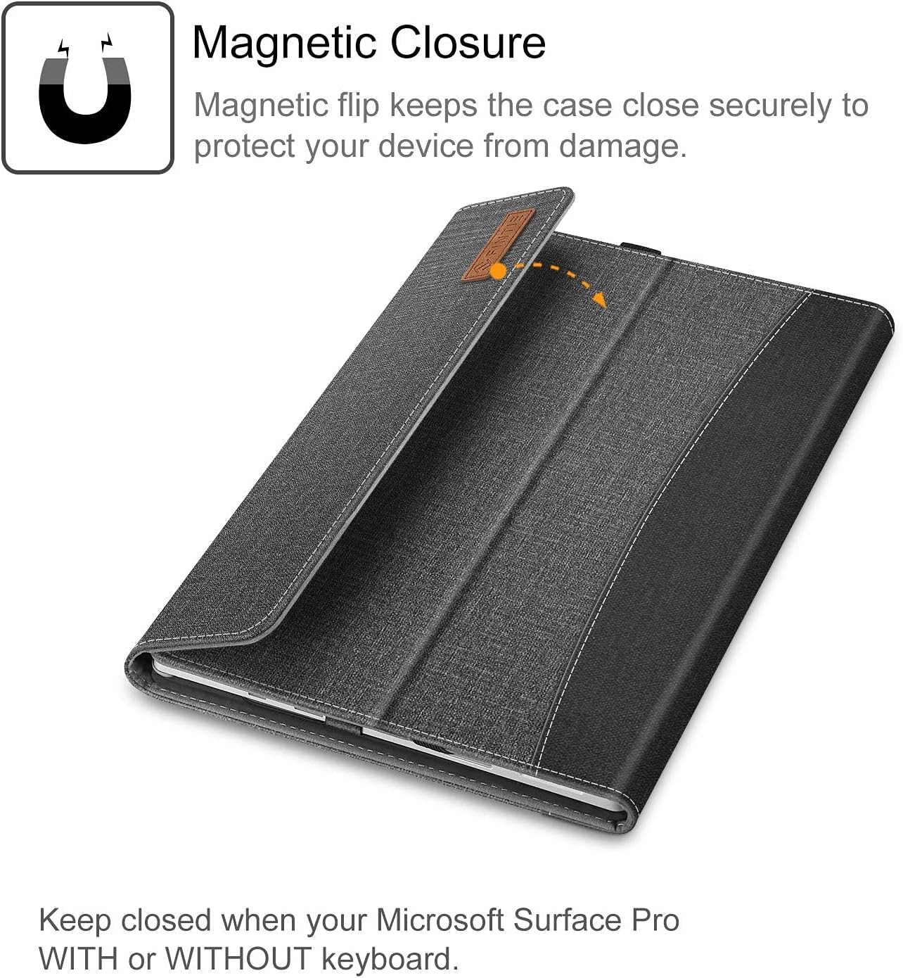 FINTIE Case Compatible with Microsoft Surface Pro 7 Plus/Pro 7 / Pro 6 / Pro 5 / Pro 4 / Pro 3, 12.3-inch Portfolio Business Cover with Pocket, Compatible with Type Cover Keyboard, Gray