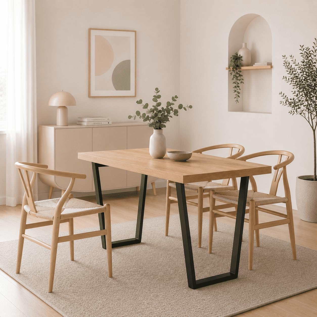 Patas para Mesa Trapecio Negro Pack 2 | 58×71 cm | Carga 125 kg | Fieltros Antideslizantes Incluidos | Comedor Escritorio Oficina