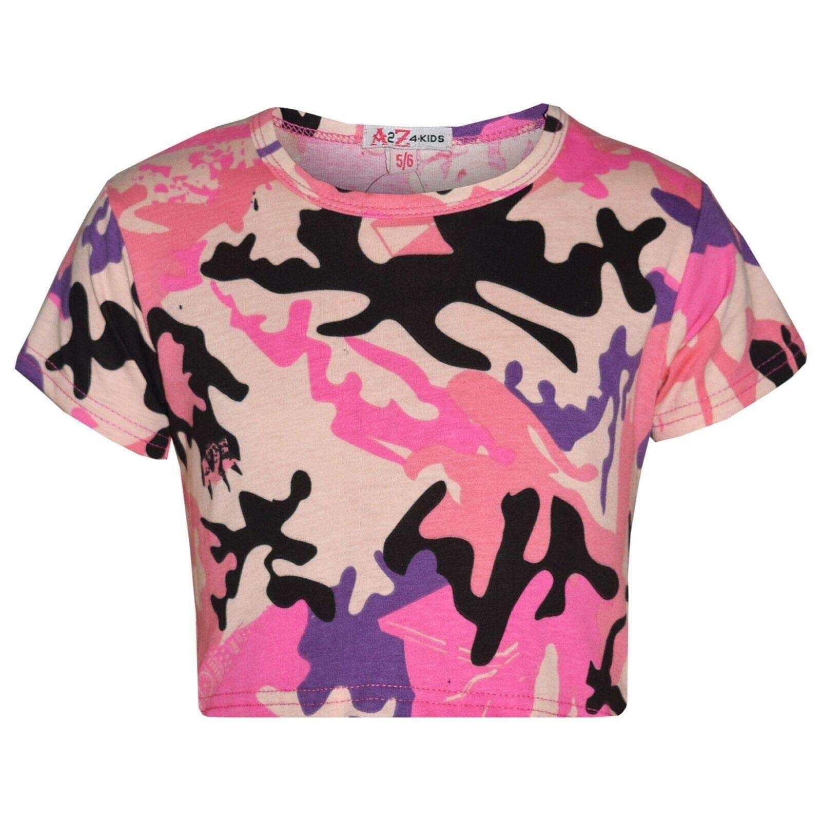 A2z 4 Kids Girls Camo Baby Pink Top Selfie Camouflage Trendy - A2z Camo Crop Top Baby Pink 11-12
