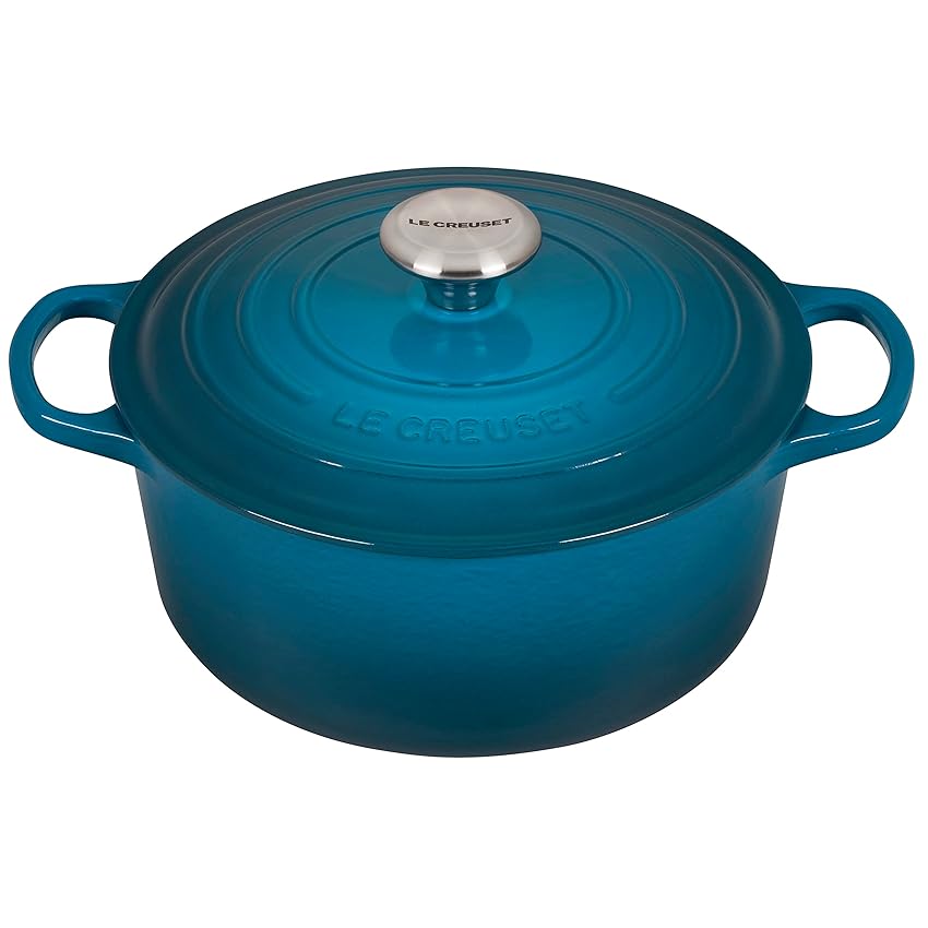 Le Creuset Cocotte rotonda Evolution in ghisa vetrificata con Coperchio, diameter 24 cm, Deep Teal, 21177246422430