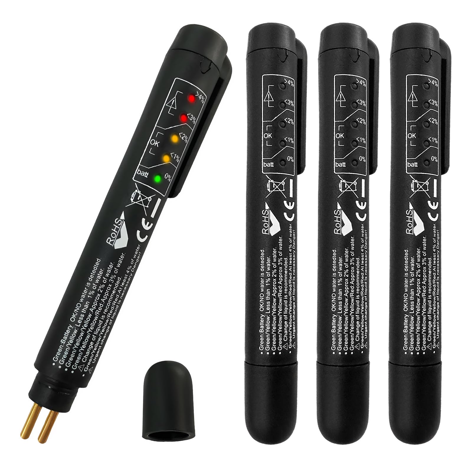 Penna tester liquido freni DOT 3 DOT 4 DOT 5.1 penna per test diagnostici per liquido freni, analizzatore di umidità dell'olio idraulico ad alta precisione con 5 indicatori LED