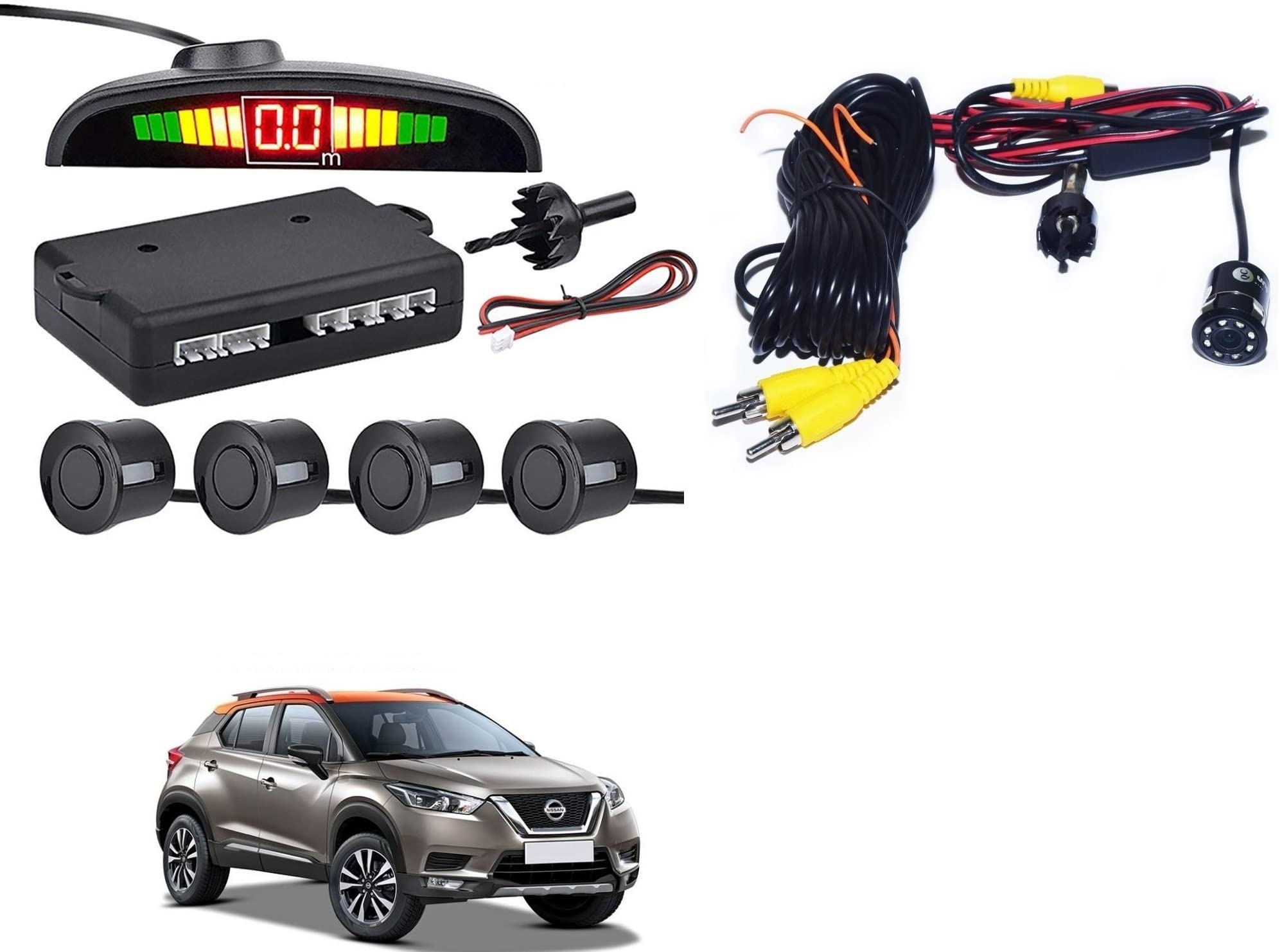 Auto Addict CAR Reverse Parking System Combo Black Parking Sensor with Reverse Parking Camera for Nissan MAGNITE-image-2