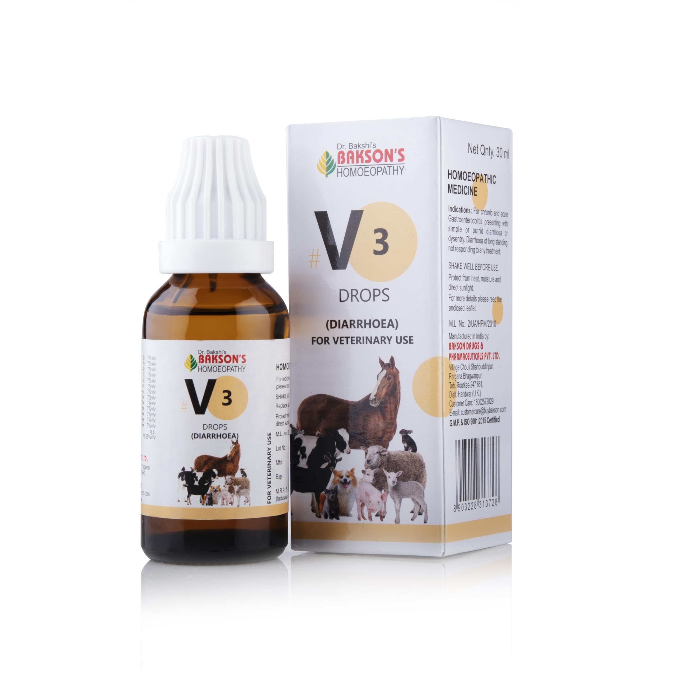 Bakson Veterinary | V-3 (Diarrhoea Drops) | 30ML (B0CGJGX5LG) Amazon Price History, Amazon Price Tracker