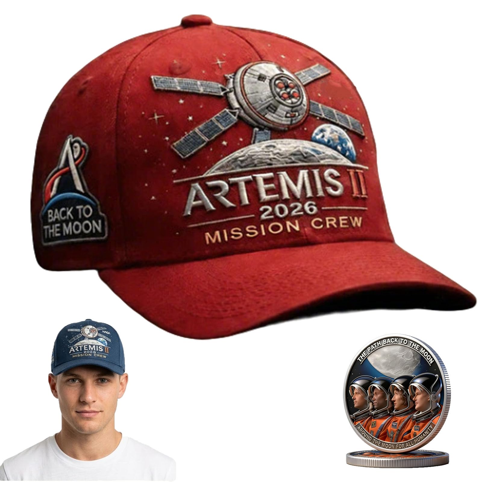 Artemis II Lunar Mission Commemorative Cap, Back to the Moon Lunar Mission Hat, Adjustable Artemis 2 Space Gift — view 8