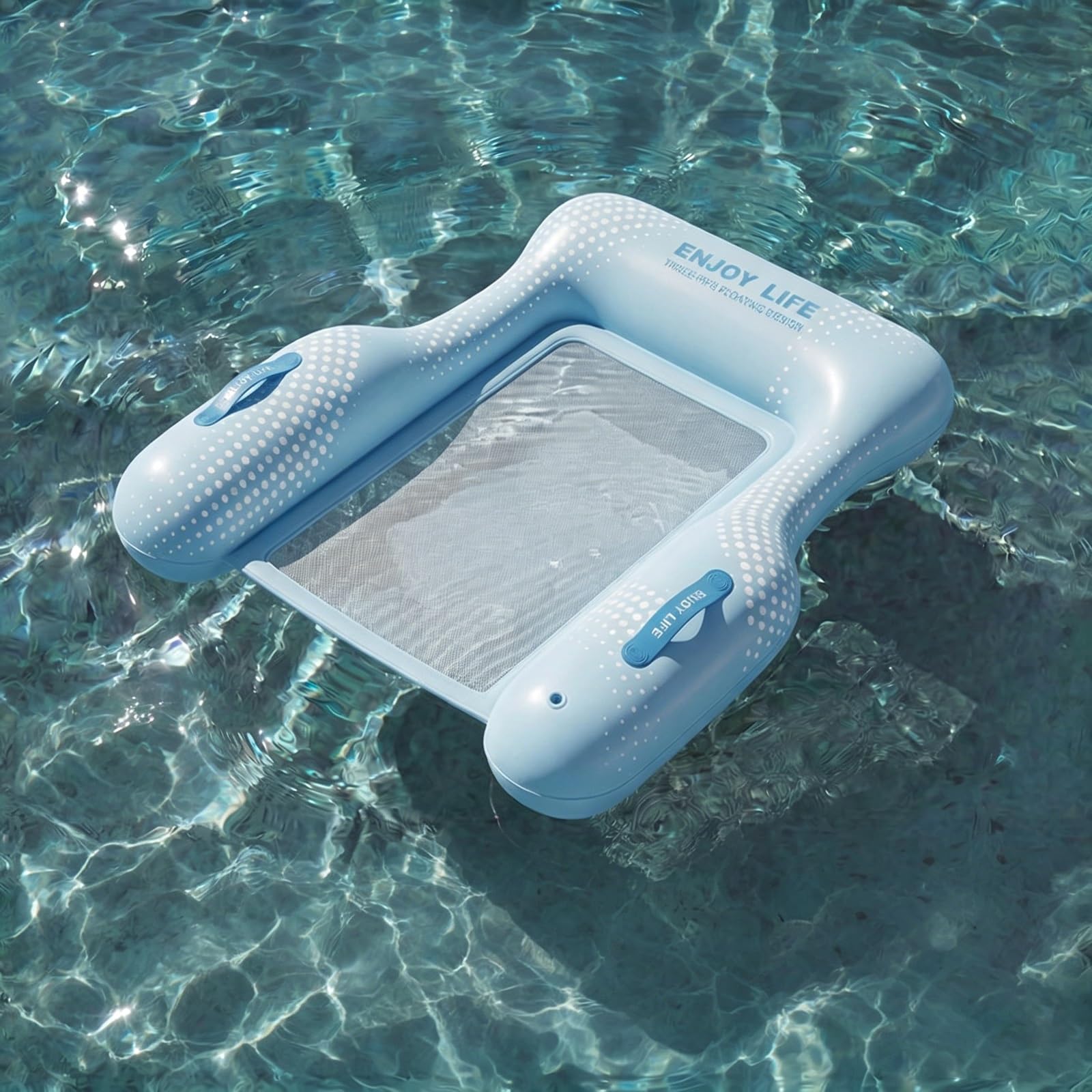 Bouée Piscine, Siege Piscine, avec Poignée, Support sur Trois Côtés, Fond en Filet, Idéale pour Les Fêtes Aquatiques et la Plage en Été