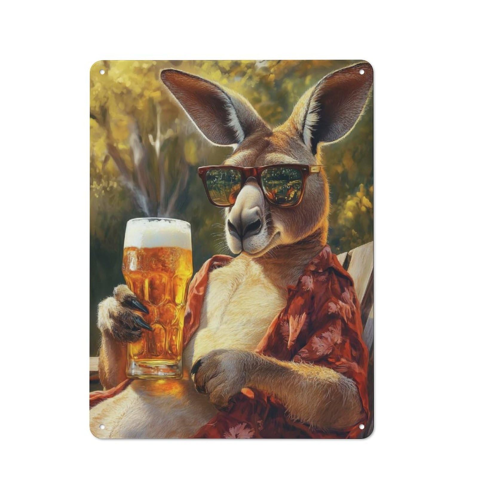 Junmoney Style-17 For Garden Room Or Summerhouse, Kangaroo Drinking Beer Retro Tin Sign 40X30cm, For Garage, Workshop And Man Cave Decoration