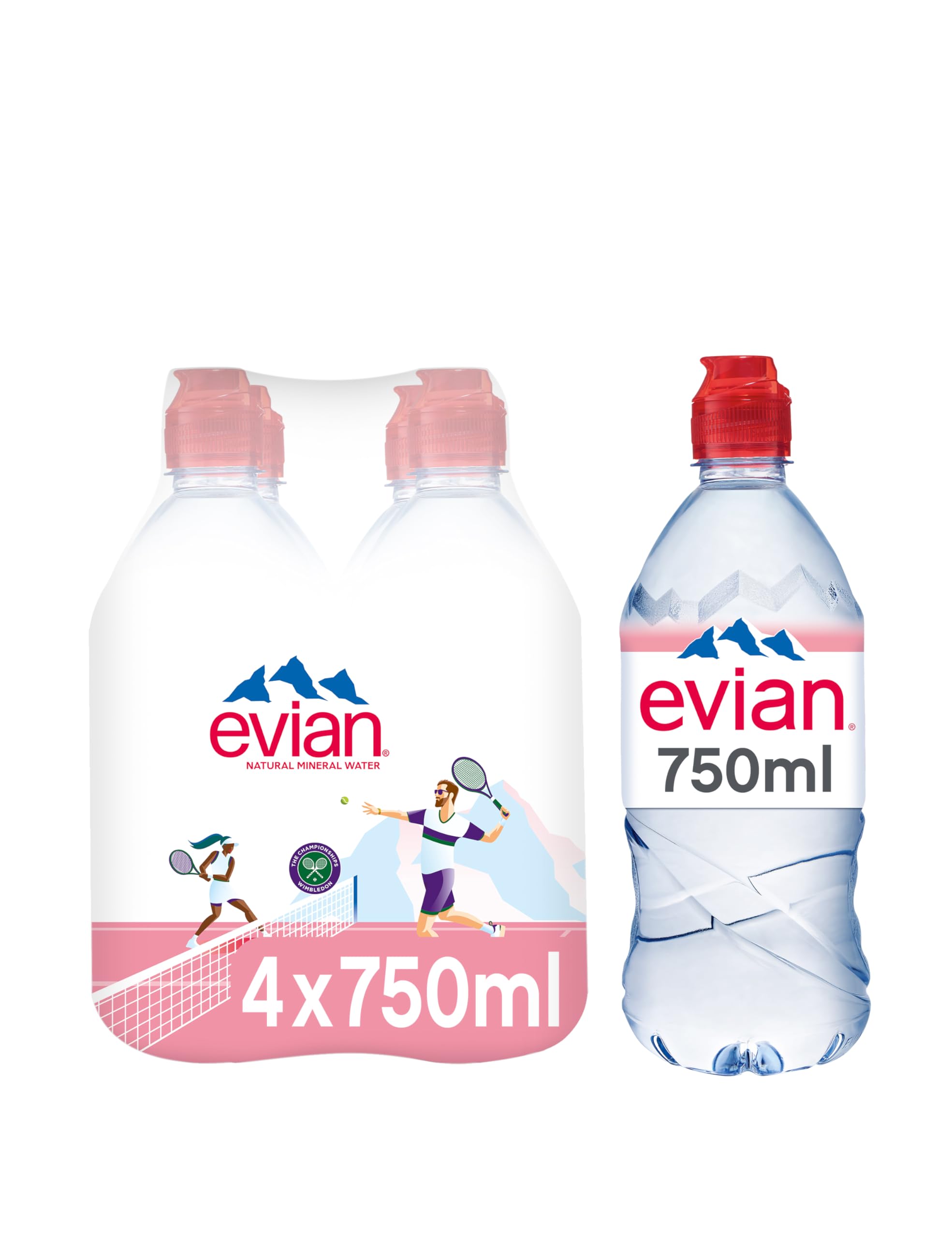 Evian Still Natural Mineral Water, 4 x 750 ml