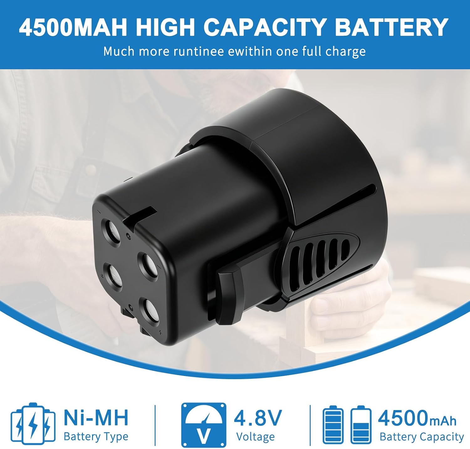 4.8V 4.5Ah Ni-MH 5000755-01 Replacement Battery for DREMEL 7300, 7300-PT, 7300-N/8, 755-01 Cordless Rotary Tool (Not Fit for 755,7500, 7400, 750)