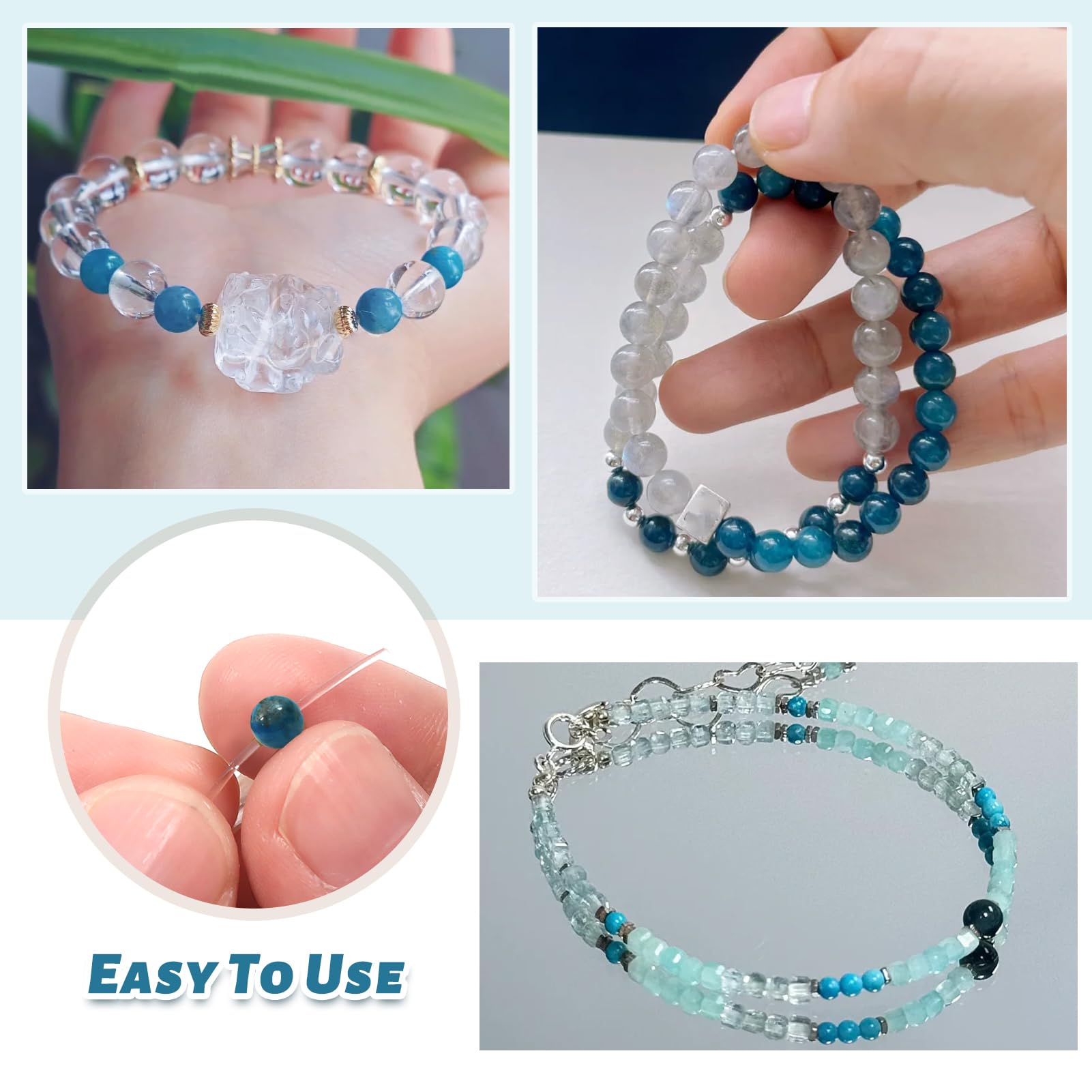 Perline In Pietra Naturale Blu TOAOB - 100 Pezzi Da 4mm Per Braccialetti Fai Da Te - Foto 4