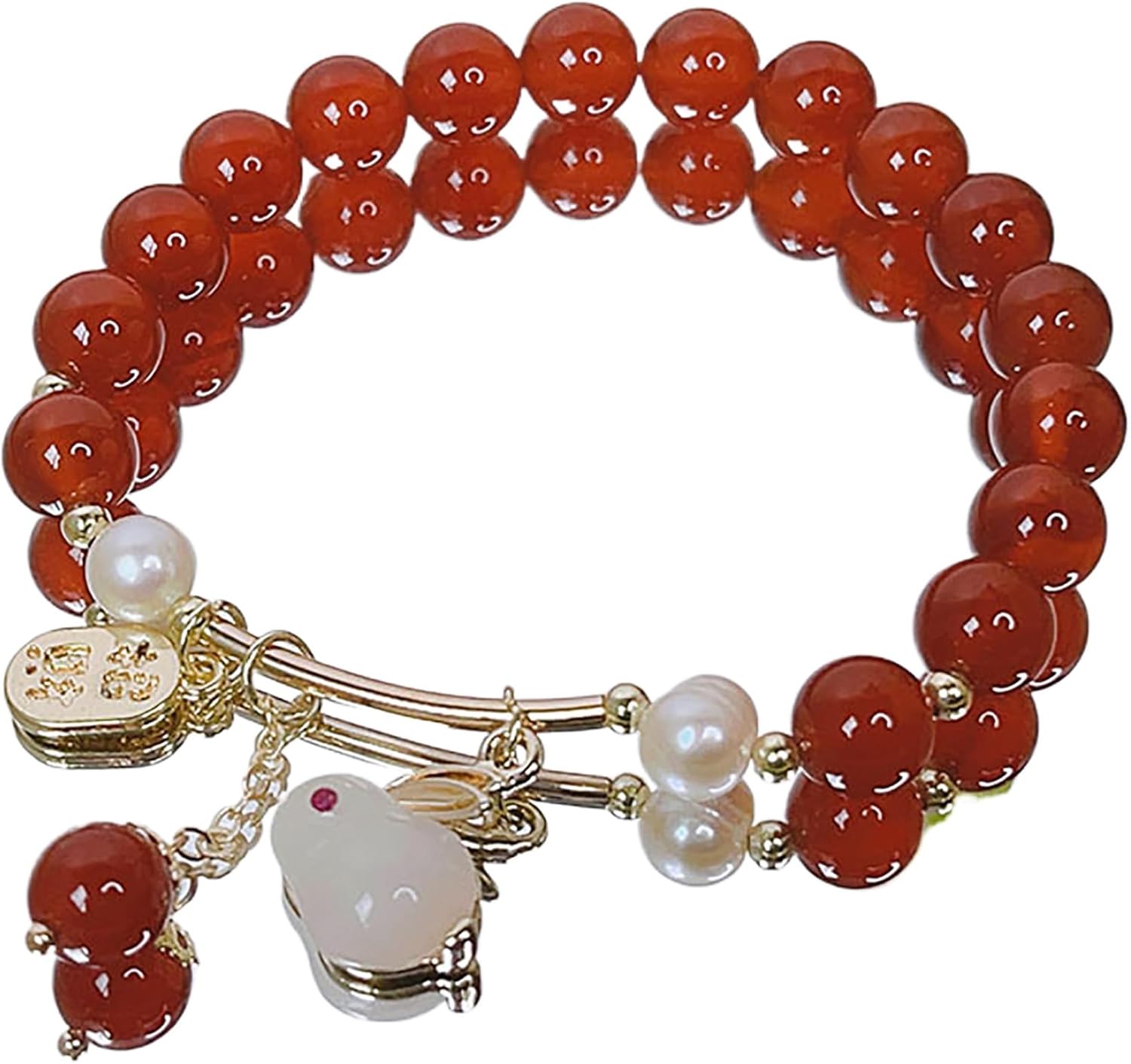 LOTONJT Red Agate Bracelet Feng Shui Wealth Bracelet Rabbit