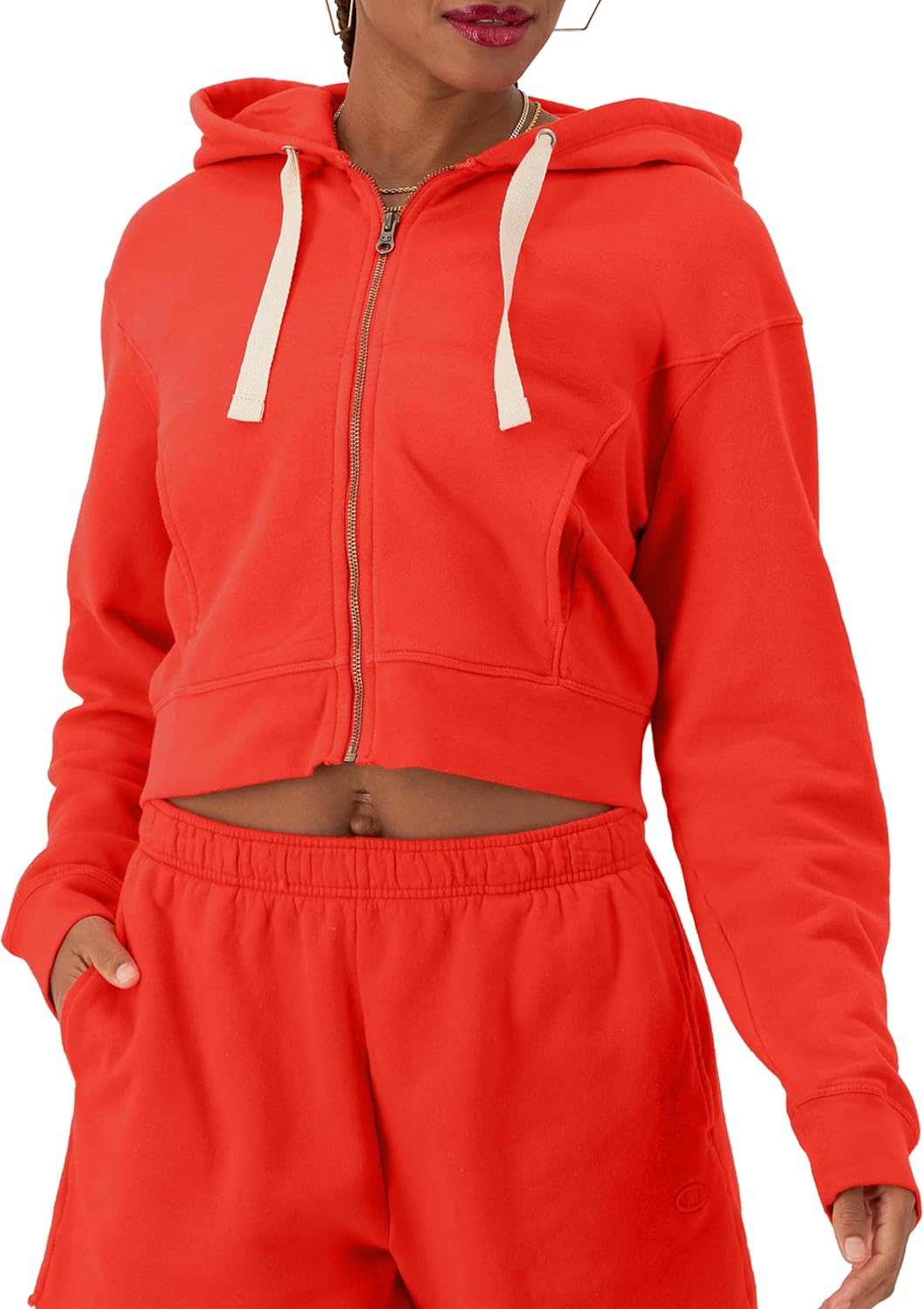 Champion Women's Sweatshirt, Vintage Wash Hoodie, Zip-up Hoodie With Vintage Wash for Women