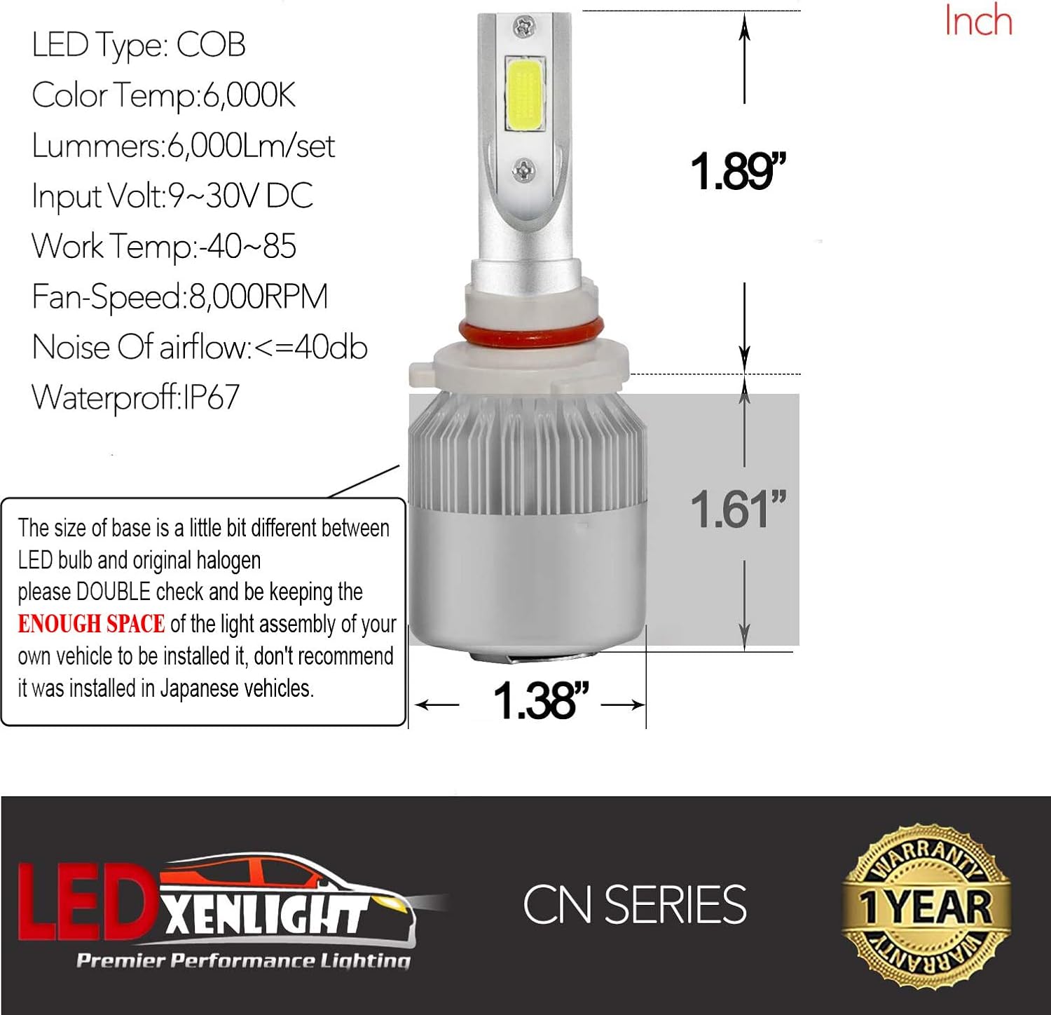 xenlight 9005(H10,HB3) LED Standard Headlight Conversion Kit- Bulb White 6000K Pack of 2