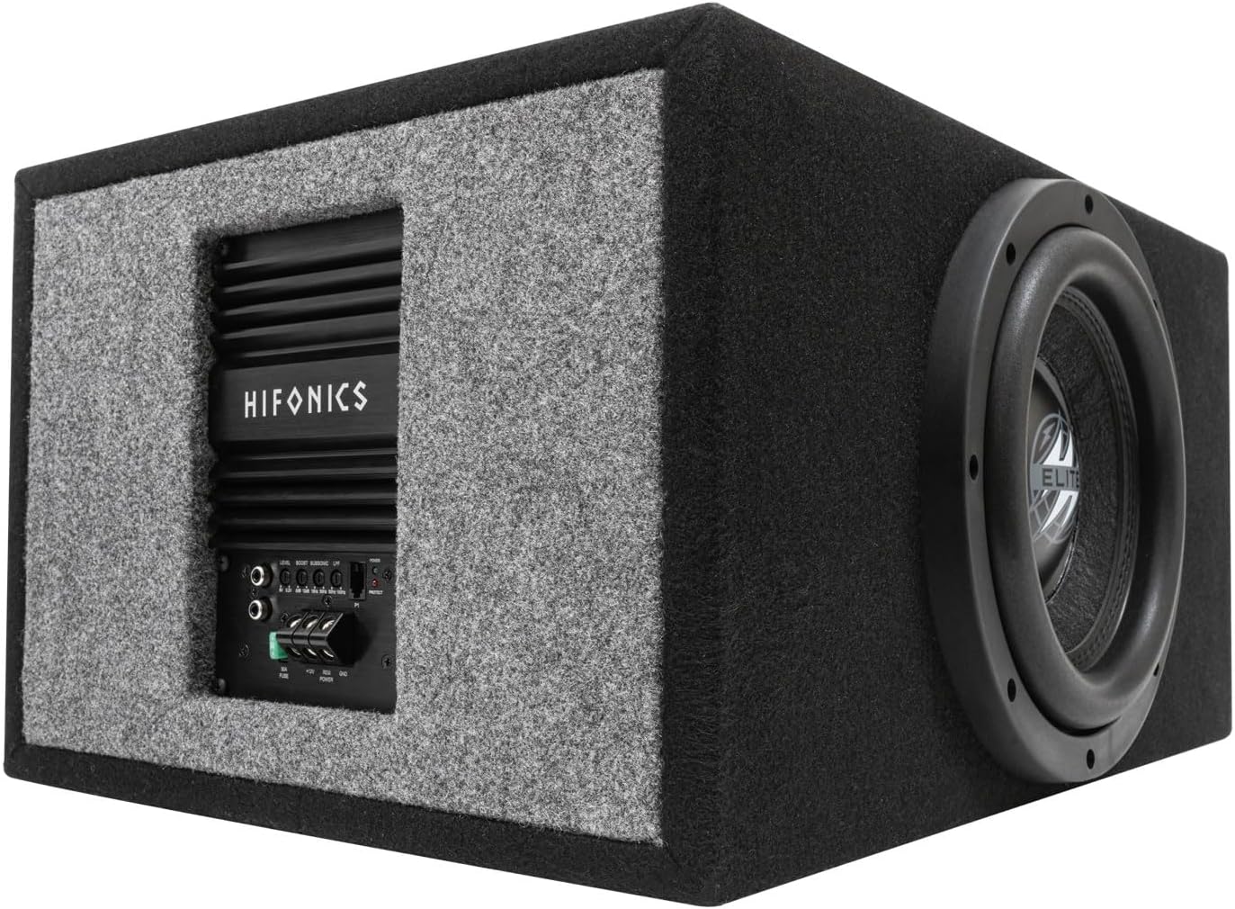 HIFONICS HEW10D4-500P 10-Inch Elite Series Powered Subwoofer System Amp Bulit Class D Amplifier 500 Watts Peak Dual 4-Ohm Voice Coils