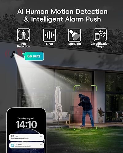 Miniatura 3 de TIEJUS Cámaras de seguridad inalámbricas para exteriores, cámara de seguridad alimentada por energía solar 2K, cámara inalámbrica WiFi de 2.4G,