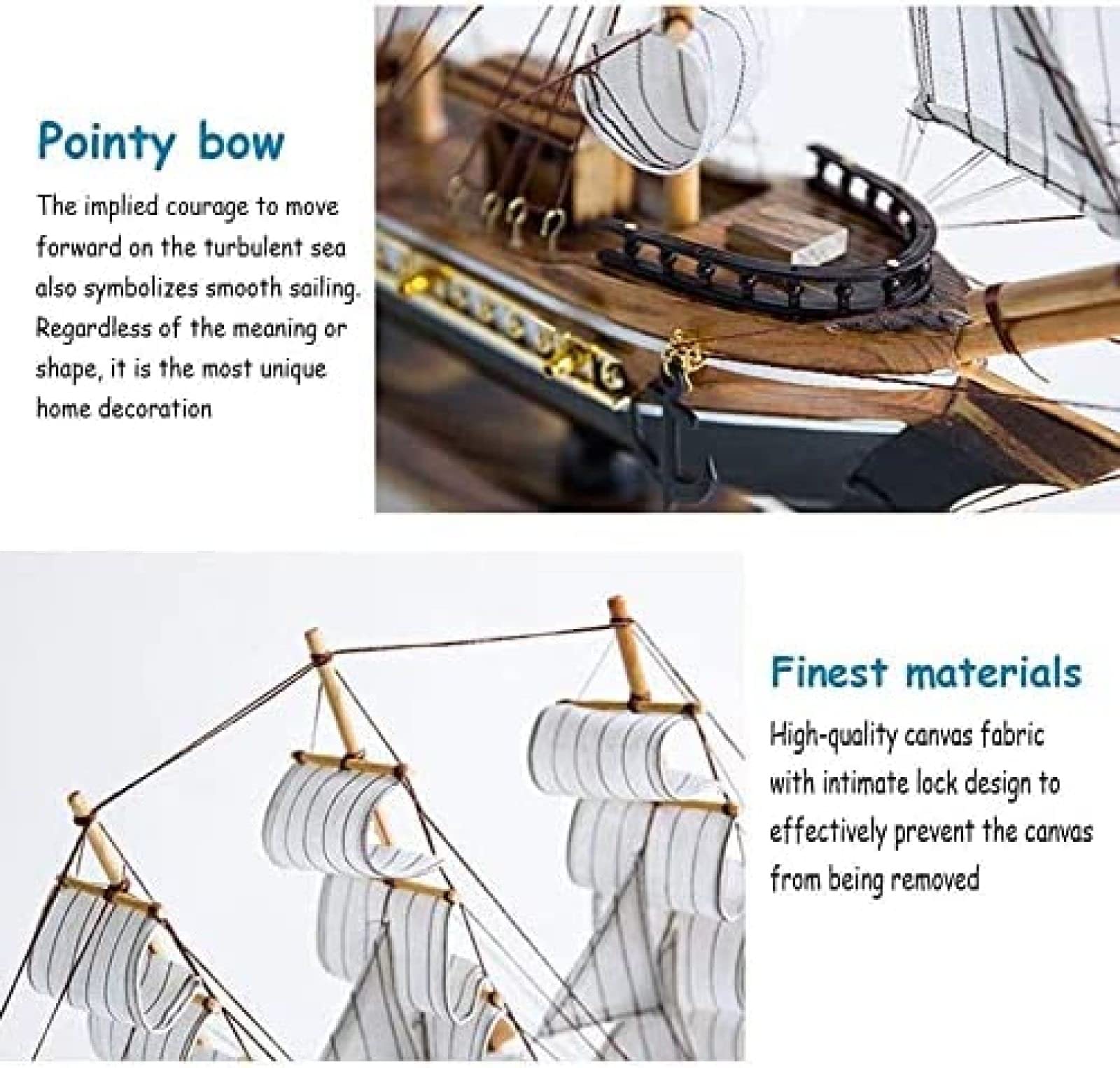 Modèle De Bateau en Bois Modèle De Voilier en Bois Fait À La Main Décorations De Maison De Style Méditerranéen pour Un Cadeau De Fête d'anniversaire Parfait, 38 * 43cm,Pleasant63