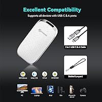 Vista 4 de PHIXERO P5 1TB External Portable SSD - 5Gbps External Hard Drive with 2-in-1 USB C to C & USB C to A Cable for PC, Mac, PS5, Xbox Anti-Shock