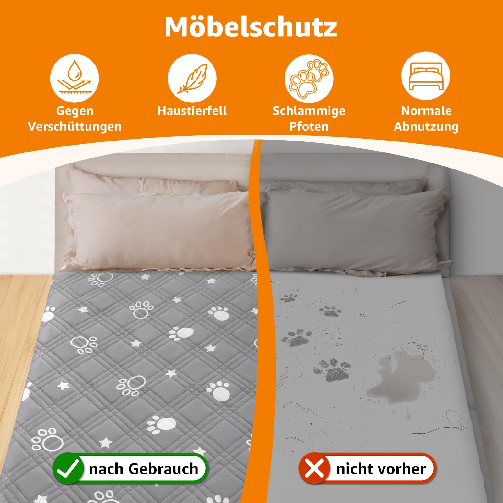 PICK FOR LIFE 157 x 208 cm mantas impermeables para perros, mantas lavables para mascotas, almohadillas antideslizantes para cachorros, proporcionan una cobertura completa y protección para su sofá,