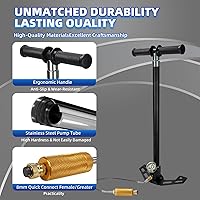 Vista 6 de Bomba manual PCP de 4 etapas, bomba de alta presión de 30MPa/4500PSI con filtro de aceite y agua para rifles de aire PCP, tanques HPA, pistolas