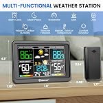 Geevon Thermomètre intérieur intérieur sans fil, Thermomètre numérique à affichage couleur avec baromètre, USB Port de recharge et rétroéclairage réglable (Station météorologique avec 1 Capteur)