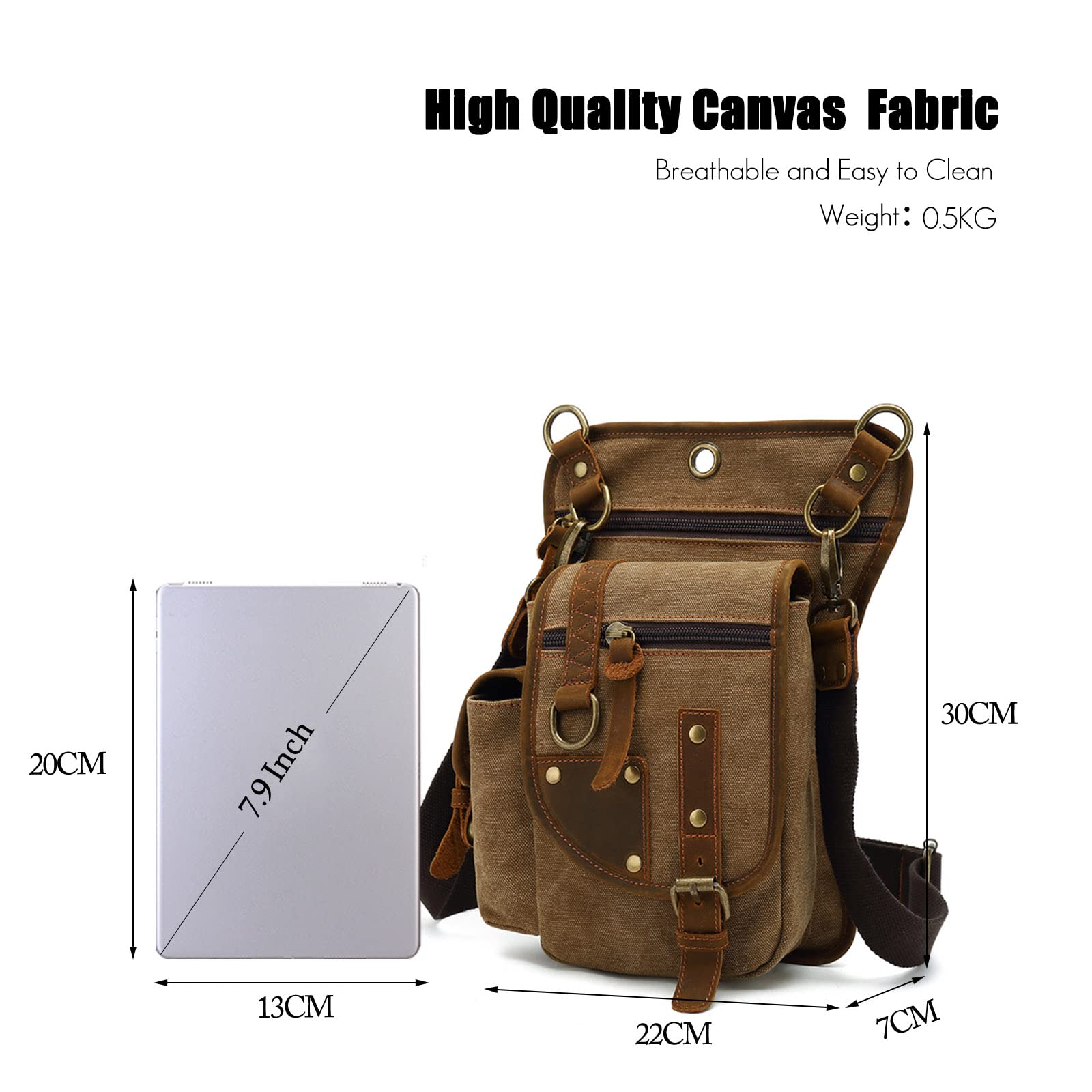 FANDARE Płócienna torba na nogę turystyczna nerka nerka torba crossbody plecak na ramię mężczyźni torba na klatkę piersiową kobiety codzienne plecaki na co dzień na zewnątrz motocykl taktyczna jazda na rowerze piesze wycieczki wędkarstwo podróż zabawna to