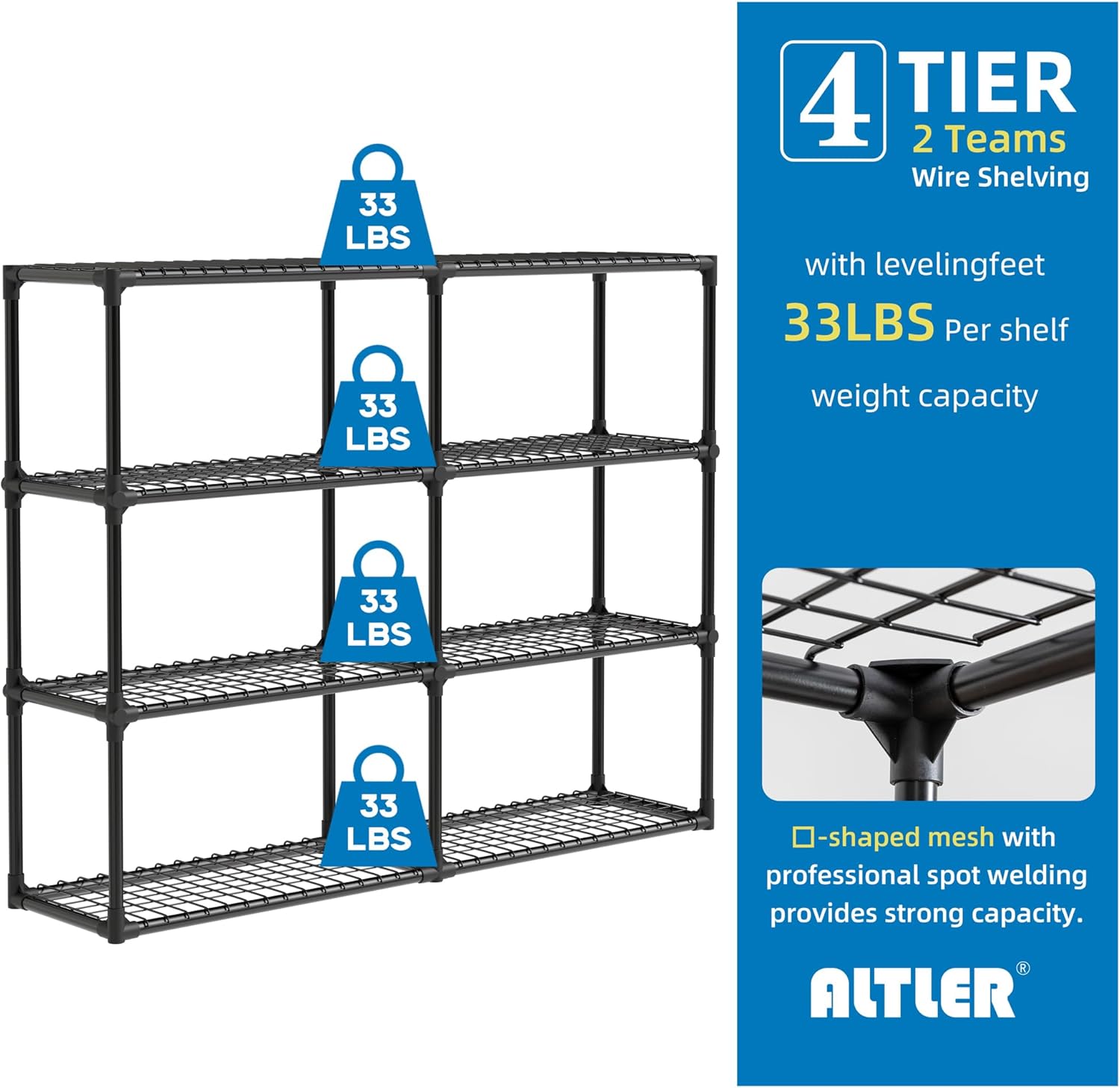 Storage Shelves Heavy Duty Collapsible Standing Storage Shelf Units for Laundry Bathroom Kitchen Pantry Closet (57x14x45)