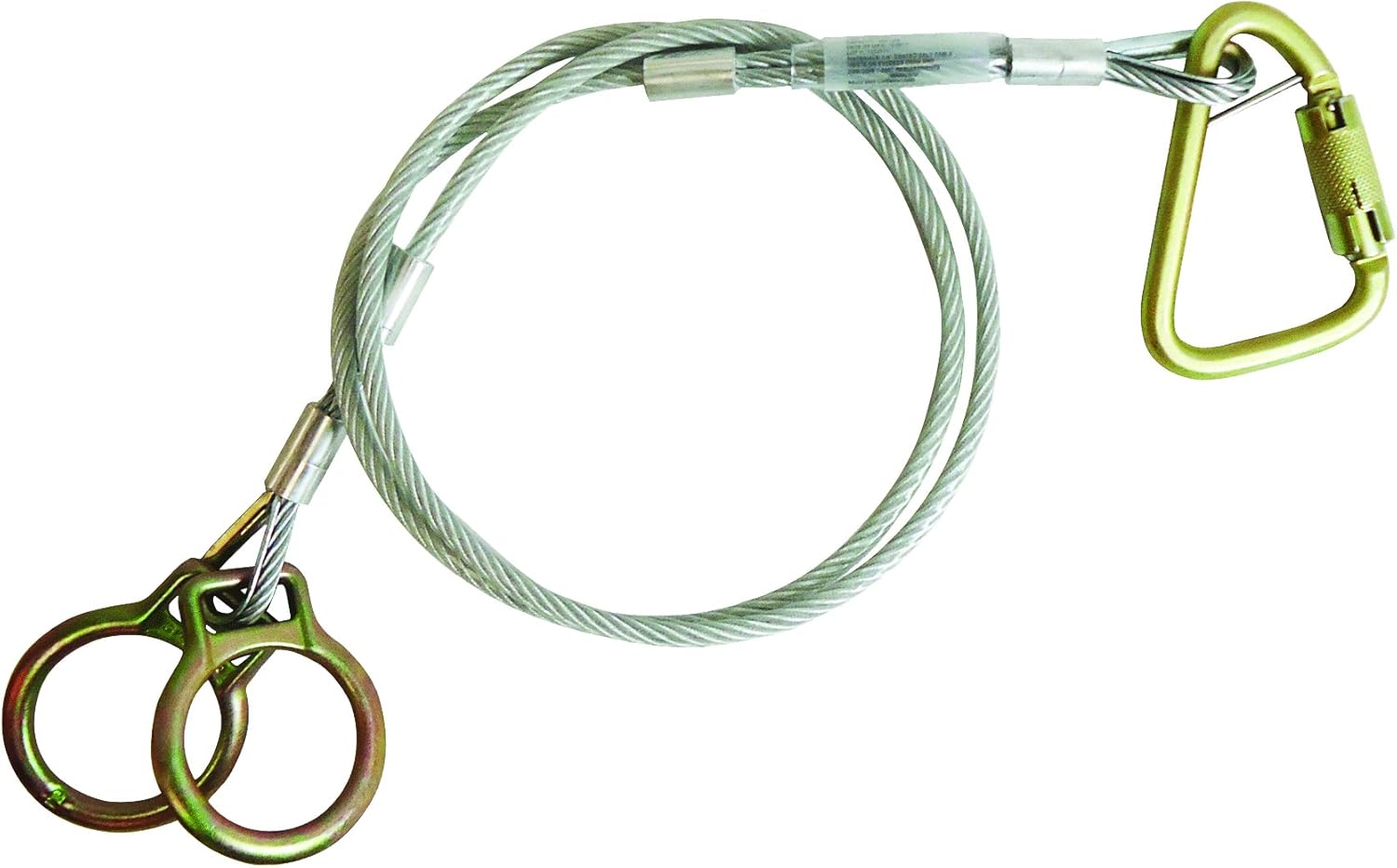 FallTech 84202D8FT Carabiner Sling Anchor - 2 O-Rings and Carabiner, 1/4" Vinyl-Coated Galvanized Cable, 8', Natural