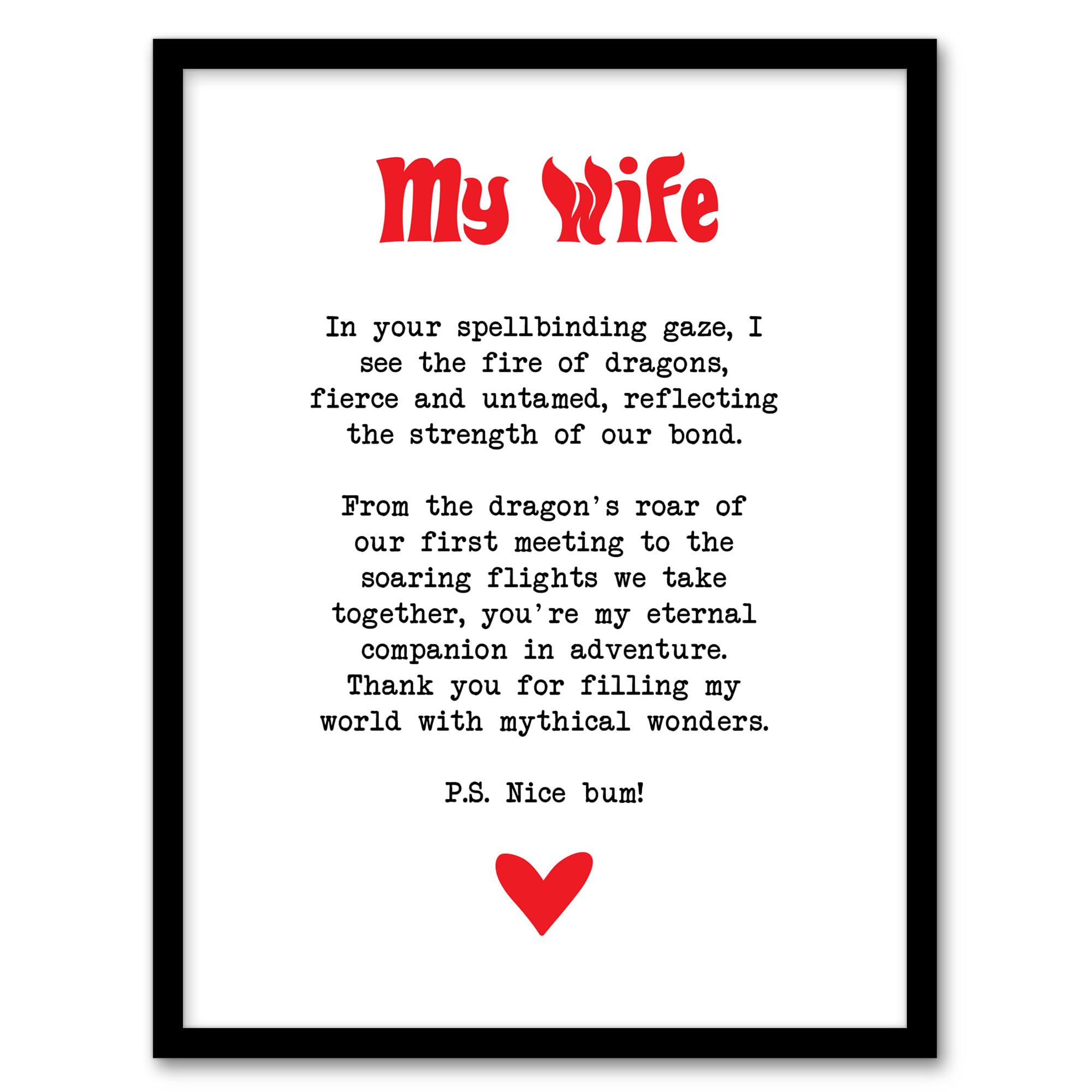 Artery8 Love Poem Role Play Game Nerd Wife Romantic Wall Art PrintA4 Size from B&Q
