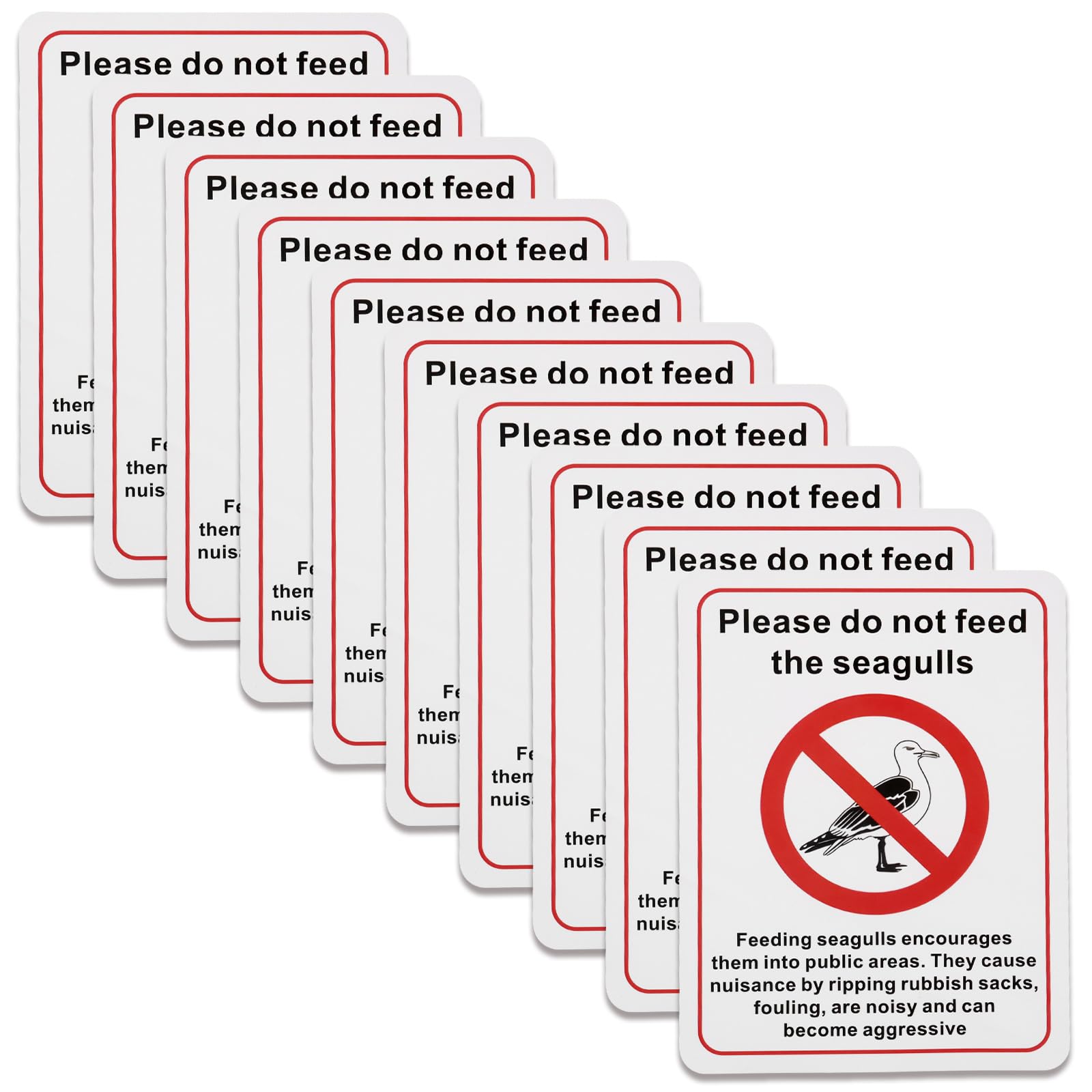 VGOL 10pcs 150mm x 200mm Please Do Not Feed The Seagulls Sign Please do Not Feed Self Adhesive Sticker Suitable for Park Seaside