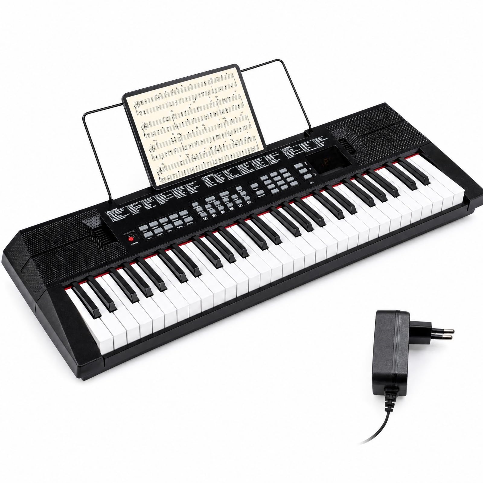 KOMFOTTEU Pianoforte Digitale 54 Tasti, con 200 Ritmi, 200 Suoni e 60 Demo | Tastiera Elettronica con Microfono e Leggio, Pianola Doppia Portatile e Leggera, per Bambini, Adolescenti e Adulti, Nero