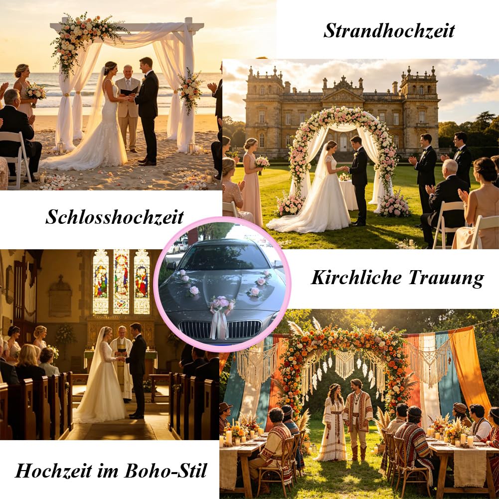 Autoschmuck Hochzeit 1 Stück Hochzeitsauto Auto Hochzeitsdekoration Brautauto Deko Motorhaube Dekoration Blumenschmuck Hochzeitsgirlande Autodekoration für Hochzeitsfeiern Familientreffen