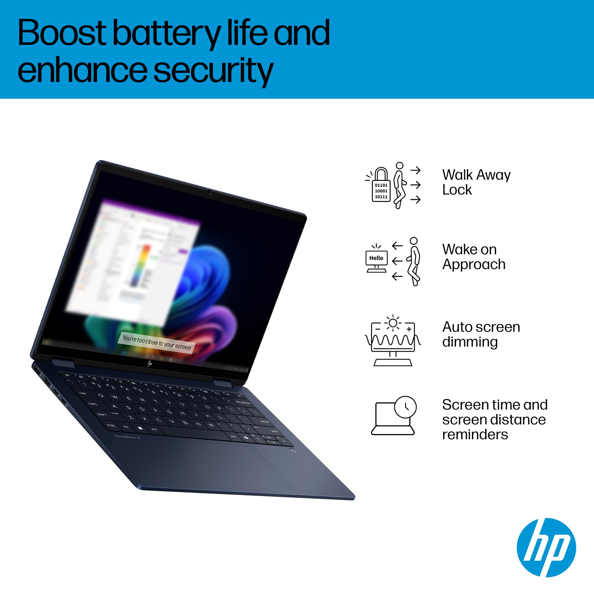 HP OmniBook X Flip 2-in-1 Next Gen AI 14" Laptop | CoPilot+ PC | Intel® Core™ Ultra 7-256V Processor | 16GB RAM | 1TB SSD | Intel Arc™ 140V Graphics | 2K OLED Touchscreen | Windows 11 | 14-fm0006sa — view 2