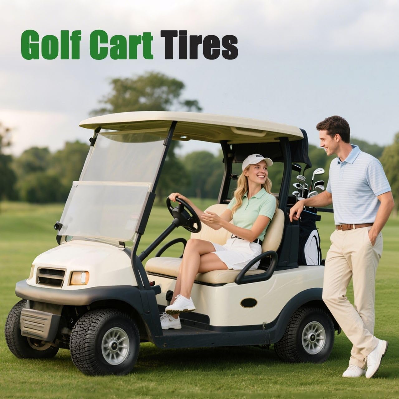 TRIPOWER 18x9.50-8 18x9.5x8 Lawn Mower Tires, Set of 2, 4PR Tubeless NHS R3 Turf Tires for Garden Tractors, Utility Carts and Golf Carts, Tire Only, Rim Not Included