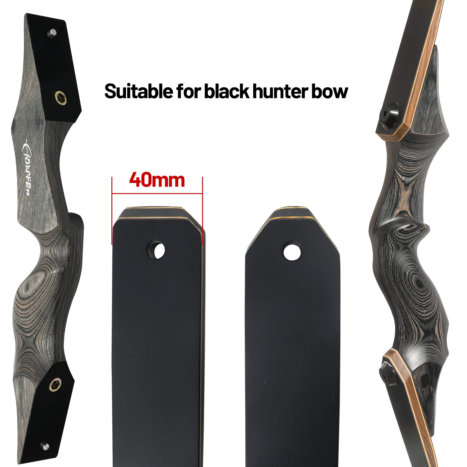 Black Hunter Recurve Bow Limbs Replacement 20lbs,25lbs,30lbs,35lbs,40lbs,45lbs,50lbs,55lbs,60lbs