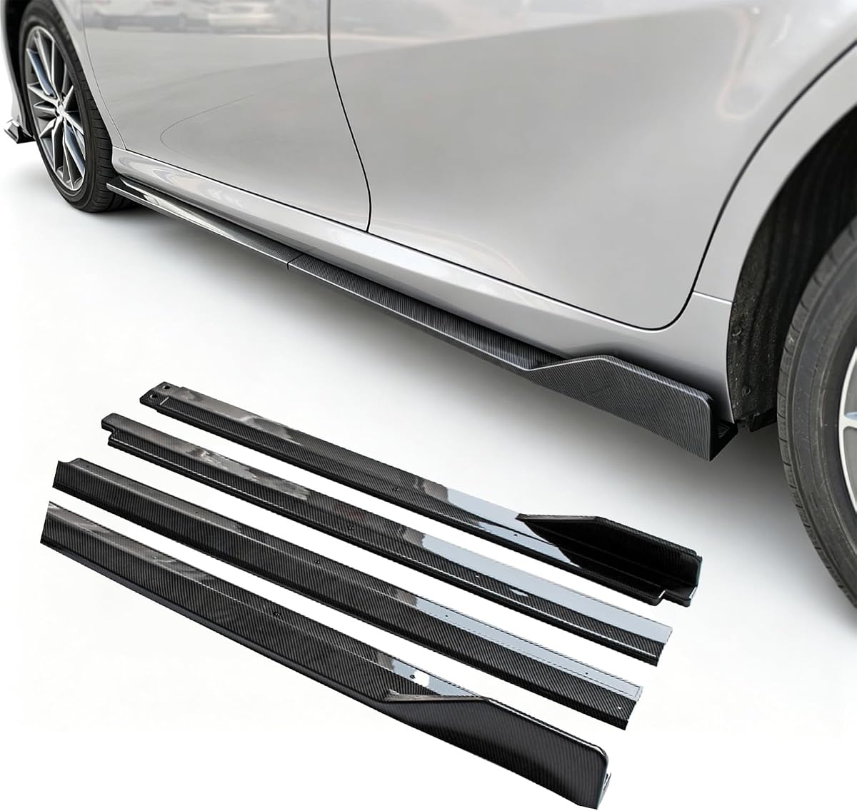 Side Skirt for Toyota Camry LE SE XSE XLE 2018-2026, Carbon Fiber Look | Side Skirt Extension