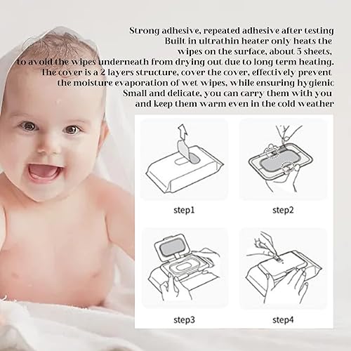 Miniatura 4 de Dispensador de toallitas húmedas para bebés, calentador de toallitas reutilizables para bebés, mini calentador de toallitas portátil USB, cargador