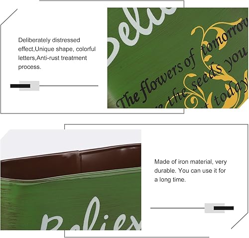 Miniatura 6 de Cubo de flores de hojalata colgante para flores, soporte para flores de pared, maceta colgante de hierro, contenedor de flores colgante, maceta