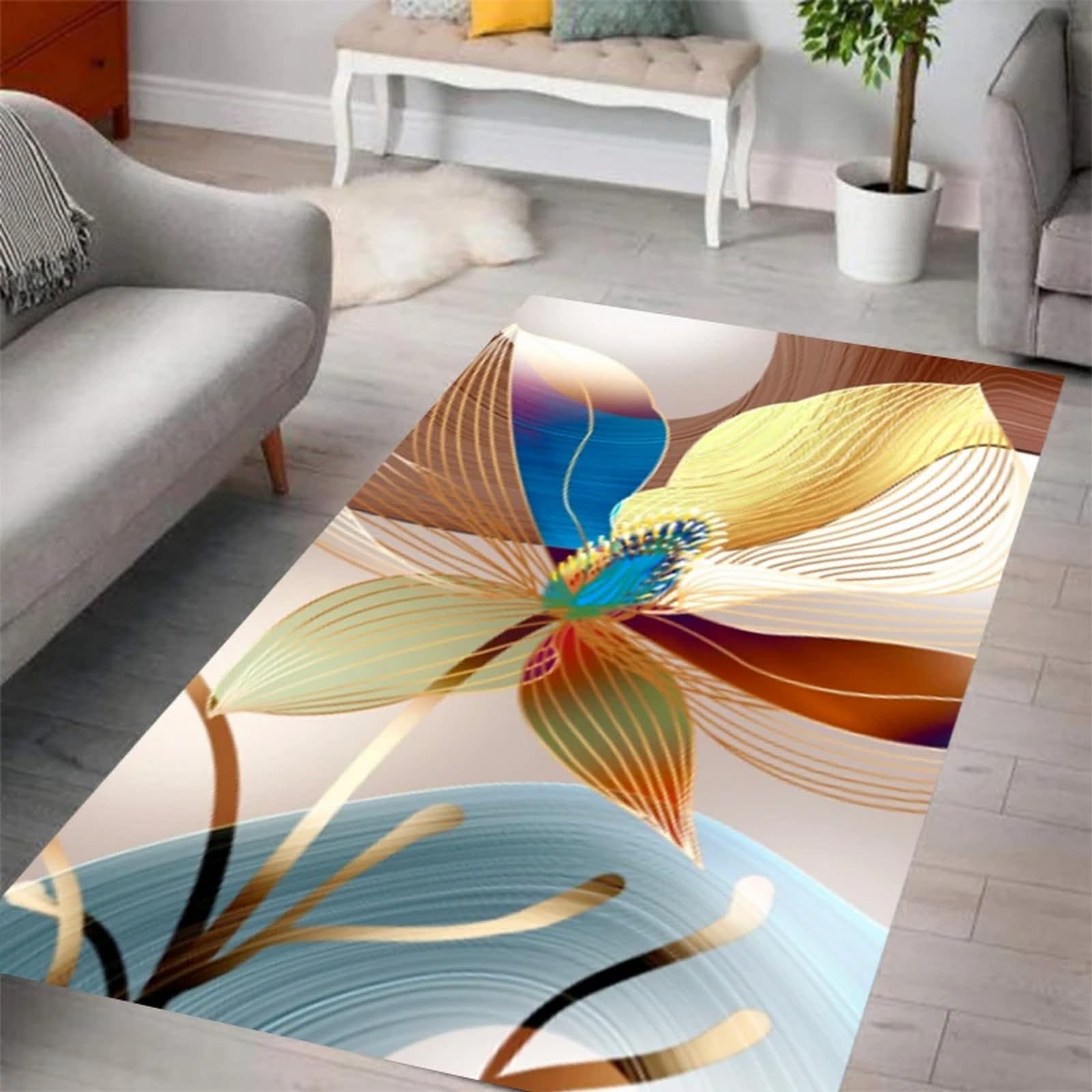 Tapis salon moderne fleurs fantastiques 3D grand tapis de sol pour chambre canapé et cuisine