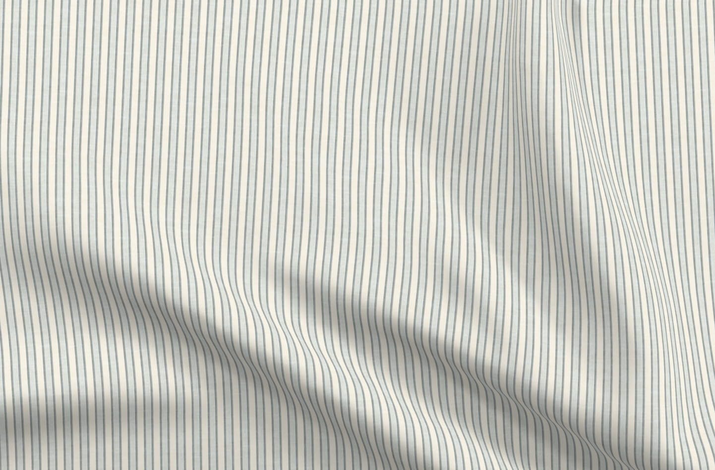 Spoonflower Fabric - Coastal Blue Stripe Minimal Small Scale Traditional Nautical Vertical Printed on Petal Cotton Fabric Fat Quarter - Sewing Quilting Apparel Crafts Decor