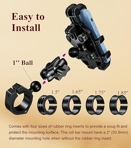 Miniatura 9 de BRCOVAN Soporte para teléfono UTV con amortiguador de vibraciones, soporte ajustable para teléfono celular, resistente y ajustable, compatible con
