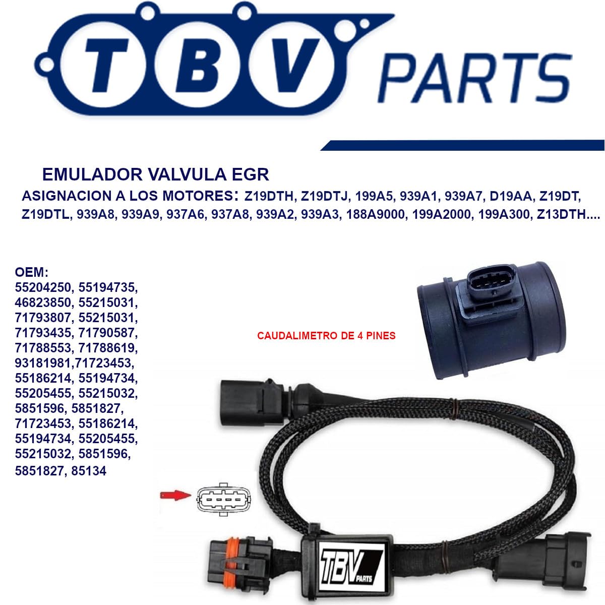 Emulador Válvula EGR Compatible con Motores 1.3/1.9/2.4 JTD JTDM CDTI TID DDIS – Referencias 55186214, 55194734, 55205455, 55215032, 1477144