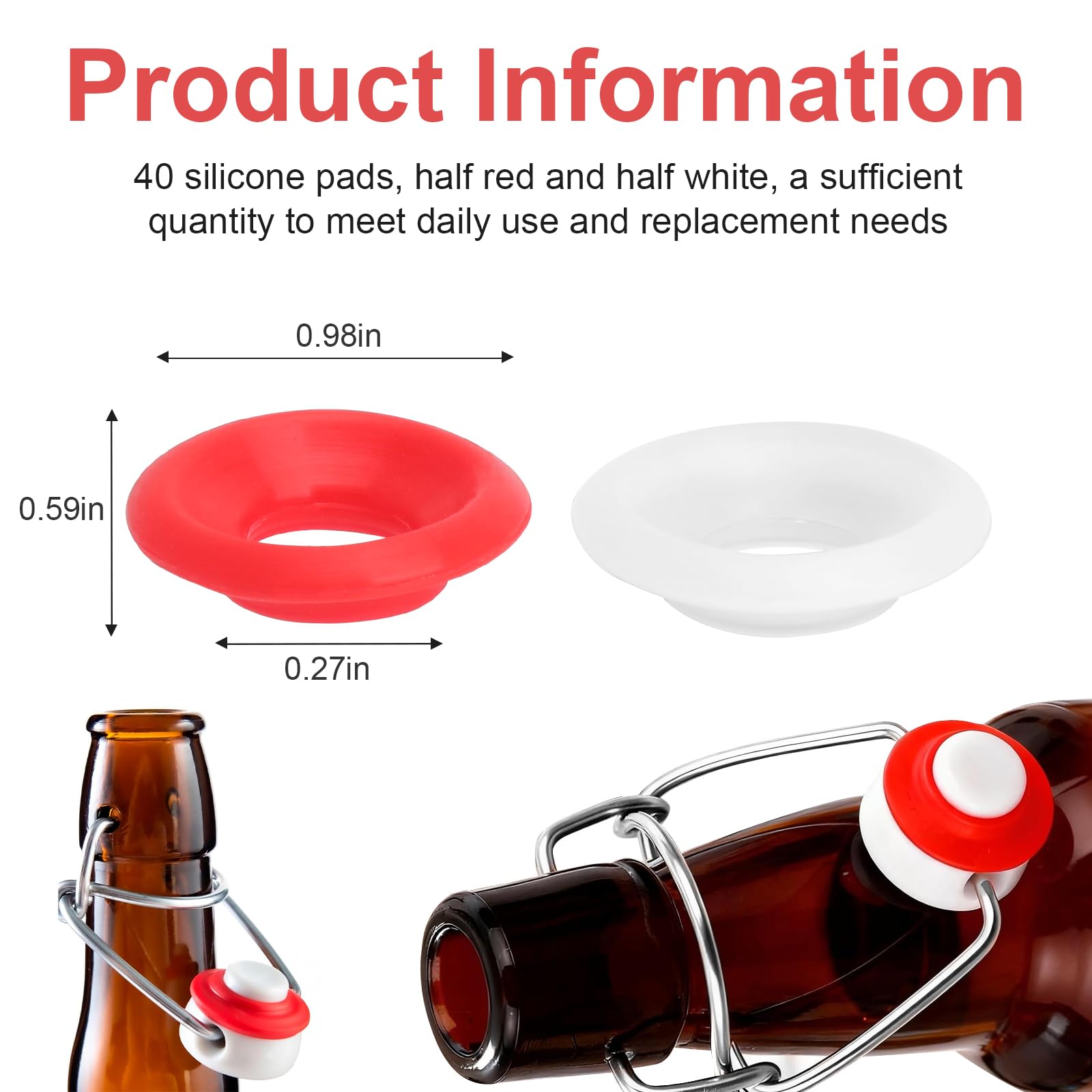 40 Piezas Juntas de Silicona para Botellas Anillos de Sellado para Botellas Vidrio Reutilizables Junta Alimentaria para Botella Cerveza Casera Flip Top Cierre Palanca sin Fugas Accesorios Swing Top